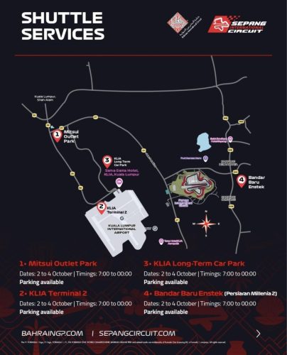 2 Shuttle Services Sepang 2026 Bahrain GP in Malaysia